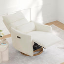 CHITA Swivel Rocker Recliner Chair, Power Nursery Glider Recliner, Nursery Rocking Chair with Adjustable Power Headrest, FSC Certified, Solid Wood Base, Cream by TinyTreasures Baby Boutique