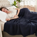 EMME Cotton Throw Blanket for Couch Soft Muslin Blankets 50"x60" Lightweight Breathable Blanket All Season Gauze, Navy by CozyNest Decor