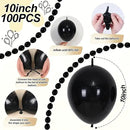Black Linking Balloons, 100PCS Linked Balloon with Tail for Balloon Wall Arch and Chains, Quick Linkable Balloons for Wedding Birthday Baby Shower Engagement Graduation Party Decorations (10inch)
