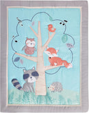 Blue Woodland Nursery Crib Bedding Set for Boys 3 Pieces Fox Owl Raccoon Baby Boy Cot Bedding Set by TinyTreasures Baby Boutique