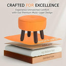 13in Small Foot Stool Ottoman, Round Faux Leather Foot Rest for Couch, Under Desk Pouf Footstool Footrest with Non-Skid Rubber Legs for Ling Room, Bedroom, 13''L x 13''W x 10.2''H, Orange by CozyNest Decor