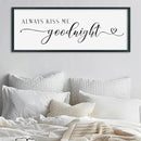 SRSZHIYUE Always Kiss Me Goodnight Sign Wall Decor Art for Master Bedroom Above Bed 40"×15" Large Wood Framed Wall Hanging (Black) by CozyNest Decor