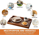 Nature Walnut Wooden Serving Tray with Handles, Solid Wood Food Tray for Coffee, Breakfast, Dinner, Ottoman,16.6x11.8x2.4 inches by CozyNest Decor