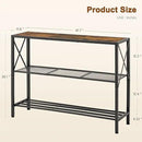 Hoctieon Industrial Console Table, 3 Tier Entryway Table, Hallway Table, Narrow Sofa Table with Shelves, Entrance Table for Entryway, Living Room, Foyer, Hallway, Office, Rustic Brown&Black by CozyNest Decor