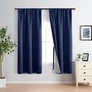 XWZO Full Shading Blackout Curtains 72 Inches Length - Heat and Light Blocking Rod Pocket Window Drapes with Black Liner Backing for Bedroom Sewn with Tiebacks, Navy Blue, W42 x L72, Set of 2 by TinyTreasures Baby Boutique