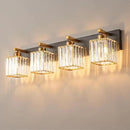 Modern Bathroom Vanity Light 4-Lights Black Gold Crystal Bathroom Wall Light Vanity Light Fixtures，28.34-inch Modern Minimalist Design by CozyNest Decor