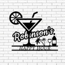Happy Hour Metal Bar Sign - Personalized Wine Wall Art, Rustic Home Bar Decor, Custom Cocktail & Wine Themed Metal Signs for Indoor/Outdoor - MADE IN USA by CozyNest Decor