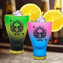 Spades Skull Pattern Glass Shot Glasses, Unique Wine Bottle Shot Glass, 43ml Shot Cups Set of 2 with Gift Box for Alcohol Shots, Vodka, Expresso, Tequila & Dessertsor, Gothic Christmas Gift by CozyNest Decor