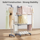 Kitstorack Clothes Drying Rack - Foldable Movable Clothes Rack Drying 30.0" W to 59.0" W Extensible Drying Rack Clothing Oversized 4-Tier Stainless Steel Large Clothes Rack Drying Indoor and Outdoor by TinyTreasures Baby Boutique