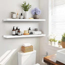 36"x6.8"x1.2" Solid Wood Floating Shelves 2-Pack - Rustic White Finish with Hidden Brackets, Perfect for Storage and Décor in Living Room, Kitchen, Bedroom by CozyNest Decor