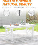 HDPE Outdoor Dining Table, 66.9” Rectangle Patio Dining Table for 6, All-Weather HDPE Outdoor Table with 2.2” Umbrella Hole, HDPE Patio Furniture for Deck, Backyard, Garden, Pool, Pearl by CozyNest Decor