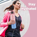 OLDLEY 32 oz Water Bottle, Motivational Water Bottle with Time Marker, Sports Water Bottle With Strap, Leakproof & BPA Free Large Water Bottles for School, Gym, Travel, Outdoor, Tritan,Pink&Blue by CozyNest Decor
