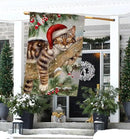 BLKWHT Winter Cat House Flag 28 x 40 Vertical Double Sided Christmas Holiday Outside Decorations Burlap Yard Flag BW738-40 by GreenHaven Gardens