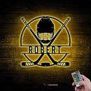 Hockey LED Metal Wall Art – Sports Custom Name Sign Light Up with Helmet and Sticks, Ice Hockey Room Decor for Players, Fans, Coaches by CozyNest Decor