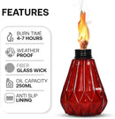Deco Window Pack of 3 Table Torch for Indoor Outdoor Citronella Oil Tabletop Glass Lamp Landscape Lantern with Fiberglass Wick & Cap for Garden Patio Yard Party Decor Light by GreenHaven Gardens