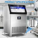 Commercial Ice Maker Machine 400LBS/24H with 125LBS Large Ice Storage Bin, 126Pcs Clear Ice Cubes in 11Mins, Stainless Steel Under Counter Industrial Ice Machine for Bar, Restaurant Business by CozyNest Decor