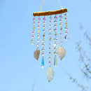 HDCRYSTALGIFTS Hanging Window Suncatcher Rainbow Maker Glass Crystal Mobile Wind Chimes with AB Prisms & Natural Leaf Drops Autumn Home Wall Art Decoration Gift by GreenHaven Gardens
