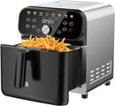 Air Fryer, 6QT Air Fryer Oven with LED Digital Touchscreen, 12 Preset Cooking Functions Air fryers,Roast, Warm-Up, Stay Warm, Stick-Free & Dishwasher-Friendly Basket, Stainless Steel/Black by CozyNest Decor
