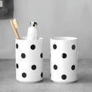 Black Polka Dot Ceramic Toothbrush Holders White - 2 Cups Toothbrush Holders for Bathrooms Toothbrush Toothpaste Holders, White Bathroom Tumbler Cups, Reusable Toothbrush Cups by CozyNest Decor