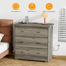 VINGLI 3 Drawer Dresser with Charging Station, Small Dresser Grey Chest of Drawers, 31.5" W Gray Wood Dressers for Bedroom, Living Room, Hallway, Home Office, 15.75" D x 31.5" W x 31.5" H by TinyTreasures Baby Boutique