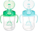 Amazon Brand - Mama Bear Silicone Weighted Straw Sippy Cup, 9 Ounces, Pack of 2, Blue/Green by TinyTreasures Baby Boutique