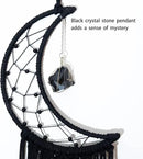 MOONFLY Black Moon Dream Catcher with Handmade Crystal Stone Design Woven Cotton Dream Catchers Boho Macrame Wall Hanging Home Decoration Ornament Craft Gift (Black Crystal Stone Moon) by CozyNest Decor
