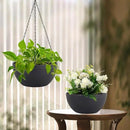 10 inch Hanging Planters for Indoor Outdoor Plants, 2 Pack Hanging Flower Pots with Drainage Holes and Chain for Garden Porch Plants, Round Plastic Hanging Baskets for House Plants, Black by GreenHaven Gardens