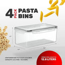 Large Airtight Food Storage Containers with Lids Set of 4 3.2L - 102 fl. oz Pasta storage Containers, BPA Free Plastic Spaghetti container - Air Tight Canisters for Kitchen Pantry Organization by CozyNest Decor