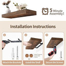 LaVie Home Floating Shelves, 24 Inch Wall Shelf Set of 2, Hanging Shelf with Invisible Brackets, Wall Decor for Bathroom, Bedroom, Living Room, Kitchen Storage, Rustic Brown by CozyNest Decor