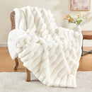 BEDELITE Faux Fur Throw Blanket for Couch, Soft and Cozy Luxurious 3D Striped Fluffy Blanket, 770GSM Thick Warm Plush Fuzzy Faux Rabbit Fur Blanket for Women Gift (Cream, 60"x 80") by CozyNest Decor