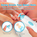 Baby Nail Clippers, FANSIDI Safe Baby Nail Trimmer Baby Nail File Electric with 10 Filing Pads 8 Sandpapers for Newborn Infant Toddler or Adult Toes Fingernails Care - AA Battery Operated (White/Blue) by TinyTreasures Baby Boutique