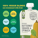 Serenity Kids 6+ Months Veggie Puree Baby Food Pouches - Butternut Squash & Spinach - USDA Organic No Added Sugar Allergen Free BPA-Free - Healthy Toddler Food - 3.5 Oz, 12 Pack by TinyTreasures Baby Boutique