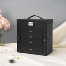 AKOZLIN 5-Tier Jewelry Box Lockable Leather Jewelry Storage Case with 4 Drawers for Women Girls Ring Necklace Earring Bracelet Watches Holder Organizer with Mirror by TinyTreasures Baby Boutique