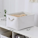TheWarmHome Storage Basket for Gifts Empty - Large 3 Pack 15.7x11.8x8.2 inch Storage Basket for Organizing with Handles, Canves Storage Bins for Organizer Closet Toy Cubes Gift (White) by TinyTreasures Baby Boutique