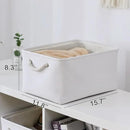 TheWarmHome Storage Basket for Gifts Empty - Large 3 Pack 15.7x11.8x8.2 inch Storage Basket for Organizing with Handles, Canves Storage Bins for Organizer Closet Toy Cubes Gift (White) by CozyNest Decor