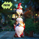 17 in Large Garden Gnome Statue with Solar Lights Sculptures Funny Triple Big Gnome Outdoor Patio Lawn Yard Balcony Garden Home Decor Gifts for Women Mom by CozyNest Decor