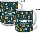 Personalized Mug for Kids - Woodland Animals - Custom Name/Text, Ceramic Hot Chocolate/Coffee Cup for Boys/Girls, Birthday/Christmas/Holiday Gift - 11 oz, Navy Blue Handle by TinyTreasures Baby Boutique
