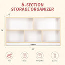 Toy Storage Organizer for Kids, 5-Compartment Wooden Storage Cabinet, Children Bookcase and Montessori Bookshelf, Book Shelf for Kids Room, Playroom, Living Room, Nursery, Classroom 24'' H(White) by CozyNest Decor