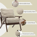 Wahson Set of 2 Mid Century Chair, Upholstered Accent Armchairs, with Wood Frame and Canvas Cushions, Leisure Slipper Chair for Living Room/Bedroom, Beige by CozyNest Decor