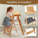 Solid Wood High Chair for Toddlers to Teens, Adjustable Height Toddler Dining Chair, Easy to Clean Toddler Highchair with Removable PU Cushion for Dining, Studying, Step Tool, Natural by TinyTreasures Baby Boutique