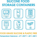 Nesting 100% Silicone Food Storage Containers with Lid & Measuring Line, 6 Pack, Leakproof Stackable Hard-Shell Silicone Containers for Food Lunch Snack, Microwave Oven Freezer Dishwasher Safe, Blue by TinyTreasures Baby Boutique