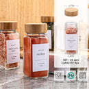 DIMBRAH Spice Jars with Label-4oz 36Pcs, Glass Spice Jars with Bamboo Lids, Container Set with White Printed Labels,Kitchen Empty Jars with Shaker Lids by CozyNest Decor