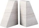 Marble Book Ends for Heavy Books, Decorative Bookends for Shelves, Durable and Heavy-Duty Bookends for Hardback Book & CDS, Off-White Unique Books Stopper & Holder, Set of 2 by CozyNest Decor