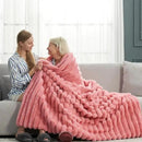 Cozy Bliss Faux Fur Throw Blanket for Couch, Cozy Warm Plush Striped Blanket for Sofa Bedroom Living Room,60 * 80 Inches Hot Pink by CozyNest Decor