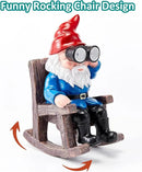 Solar Garden Gnome Statues Resin Gnome Figurines Sitting on Rocking Chair Outdoor Telescope Gnome Gifts for Yard, Patio Decor Gift by CozyNest Decor
