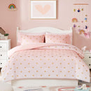 Queen Comforter Set with Sheets for Girls-7 Pieces Queen Bedding Sets with Pink Comforter, Sheets, Pillowcases & Shams for Kids (Pink Gold Heart, 90" X 90") by TinyTreasures Baby Boutique