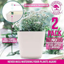 GARDENIX DECOR 5" Self Watering pots for Indoor Plants - Flower Pot with Water Level Indicator for Plants, Grow Tracking Tool - Self Watering Planter Plant Pot – 2 Pack White by GreenHaven Gardens
