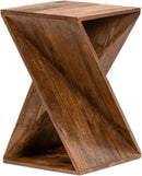 Modern Hand Made One-of-a-Kind Carved Mango Wood End Table, Farmhouse Side Table,Farmhouse End Table,Living Room,Bedroom, Accent Table, Contemporary Architectural Designed Natural by CozyNest Decor