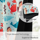 Kids Blackout Curtains - Ocean Whale Design, 100% Blackout, 2 Panels, Each W52×L63, Thermal Insulated for Bedroom, Noise Reducing, Excellent Colorfastness, Dive into an Underwater Adventure by TinyTreasures Baby Boutique