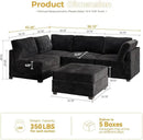 HOOOWOOO Modular Sectional Sofa,5 Pieces Sectional Couches for Living Room,98X55 L Shaped Cloud Couch with Ottoman Chaise Set(Black Velvet Corduroy) by CozyNest Decor